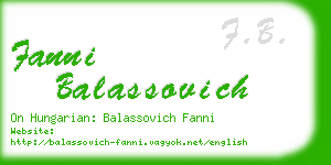 fanni balassovich business card